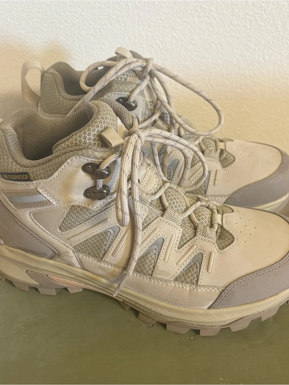 Womens Waterproof Hiking Boots- Beige/Taupe